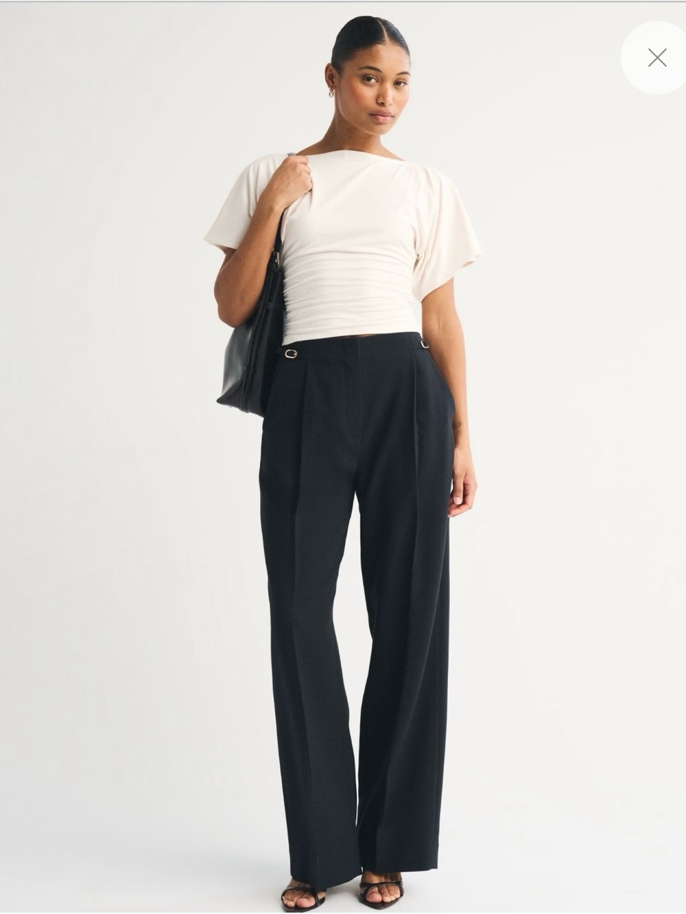 NWT Abercrombie & Fitch Black High-Waist Wide-Leg Trousers